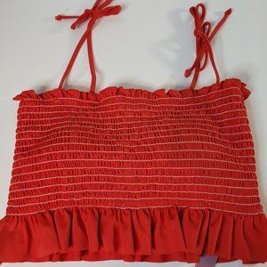 NEW Mollybelle Red Ruffle Shirred Swimsuit Top Bathing Suit size M medium